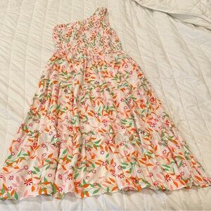 Zesica Feminine Floral One Shoulder Boho Spring Summer Maxi Dress Medium
